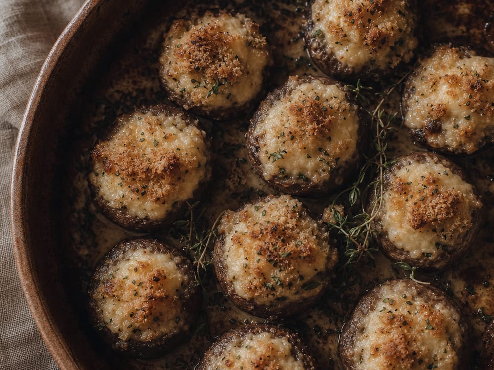 Champiñones rellenos de pollo